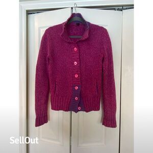 Les Fleurs du Mal Women's Cashmere Cardigan M Purple V-Neck Button-Up Sweater